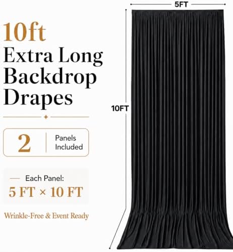 10x10 FT Black Backdrop Curtains for Weddings, Parties and Photo Booths - Image 5