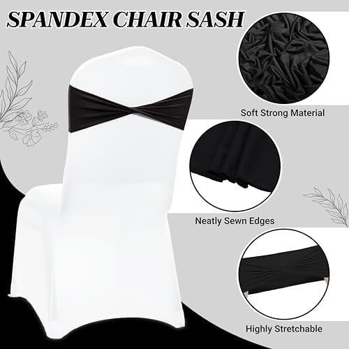 MDS Pack of 50 Spandex Chair Sashes Without Slider Buckles – Black - Image 3