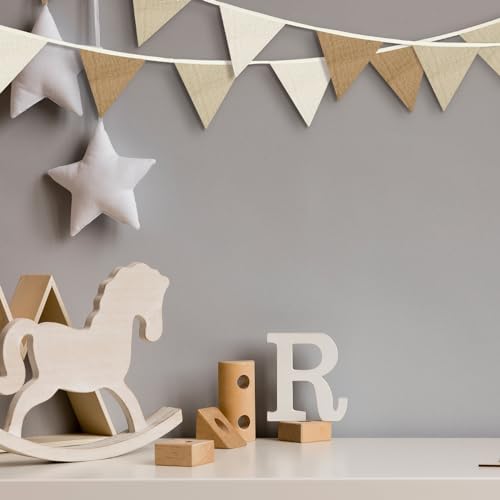 Oudain 2 Pcs Pennant Banner Flags Nursery Garland Triangle, Simple Color - Image 4