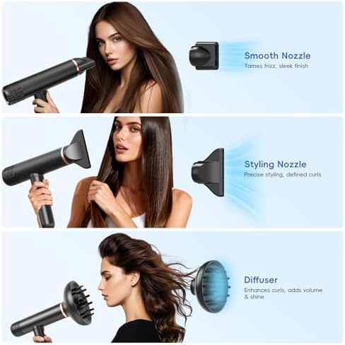 Nicebay Ionic Hair Dryer with Diffuser, 1600W High-Speed Salon Blow Dryer - Image 4