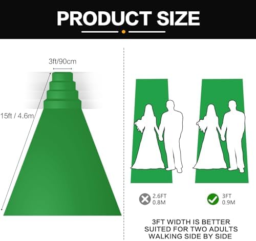Grass Green Carpet Runner 3 X 15 Feet Runner Rugs for Party, Premium 160 GSM Felt Non-Woven Fabric Runway Rug for Party Wedding & Special Events,Rolled Package Without Creases (Grass Green, 3X15 ft) - Image 3