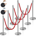 Ferraycle 8 Pcs 2026 Wedding Stanchions and Velvet Ropes Set, Silver by Ferraycle