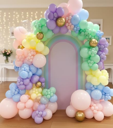 Pastel Rainbow Balloon Garland Kit 181Pcs Macaron Easter Balloon Arch Kit, Different Size Spring Colorful Balloon Garland for Spring Easter Birthday Baby Shower Gender Reveal Party Decorations - Image 6