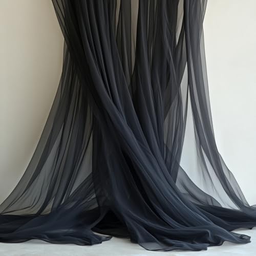Black Tulle Backdrop Curtain with Lights for Decor, 10x10FT - Image 5