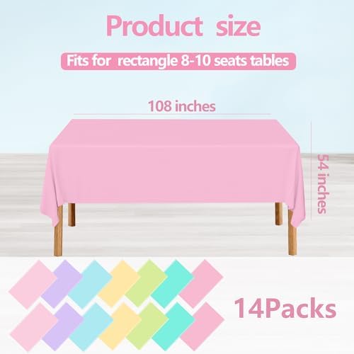 14 Pack Pastel Table Cloths for Parties, 54 x 108 Inch - Image 3