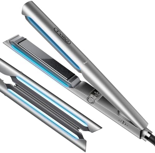 TYMO New-Gen Flat Iron Hair Straightener, 1" Long Ceramic Plates, 3X Smoother Glide, 2X Faster Styling with Less Damage, FLAIGHT Holo 2 in 1 Straightener and Curler for Women, 500M Ions, Metal Grey by TYMOFashionTech