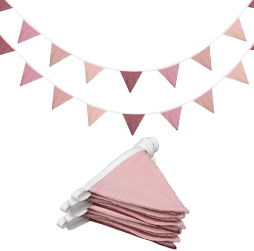 Oudain 2 Pcs Pennant Banner Flags Nursery Garland Triangle, Pink Color by Oudain