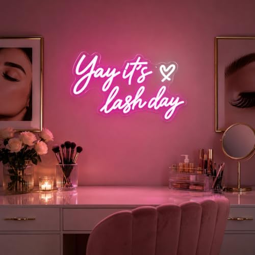 Yay It's Lash Day Neon Sign, Pink LED Lash Neon Light for Lash Room Decor - Image 3