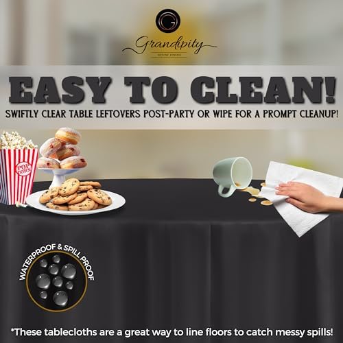 Grandipity Plastic Table Cloth Disposable 12 Pack 84" Round Dark Grey - Image 3