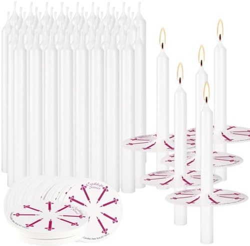 150 Pack 4 Inch White Church Taper Candles with Drip Protectors - Image 2
