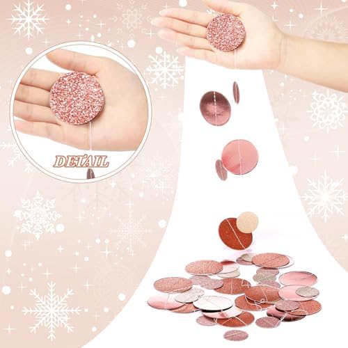 Outus 5 Pieces Rose Gold, Champagne Round Dots Garland Party Hanging Decor - Image 3