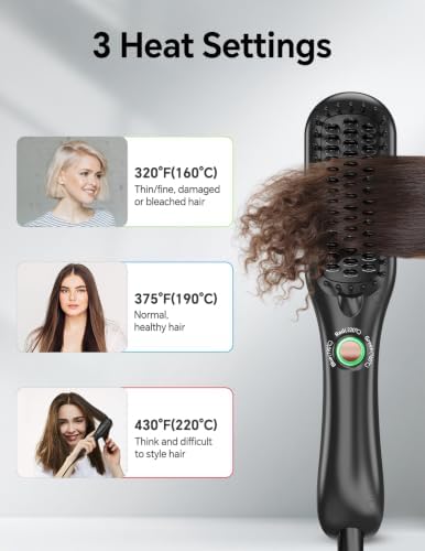 LANDOT Ceramic mini Hair Straightening Brush - Dual Voltage Hot Comb Travel - Image 3