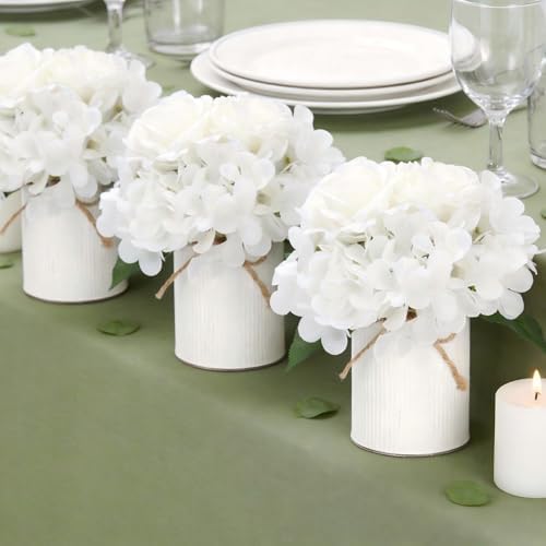 White Flower Table Centerpieces, Rose & Hydrangea, Set of 6 - Image 2