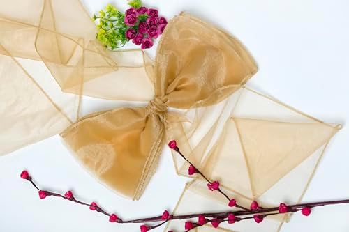 Pack of 300 Organza Chair Sashes for Wedding & Event Décor – Champagne Gold - Image 5