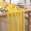 Artoid Mode Yellow Gauze Table Runner 28x120Inch, Seasonal Sheer Kitchen Dining Holiday Wedding Birthday Baby Shower Table Decor for Home Party by ArtoidMode