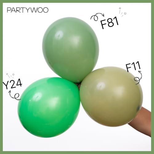 PartyWoo Sage Green Balloons 140pcs Olive Eucalyptus Dusty Green Boho Color - Image 4