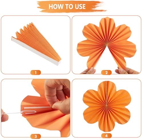 SUNBEAUTY 9 Pcs Hot Pink and Orange Paper Flowers Decorations for Wall, Spring Summer Vibrant Decorations for Wall Rock Party Girl Groovy Birthday Baby Shower Wedding Bachelorette Room Hanging Decor - Image 3