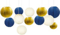 NICROLANDEE Party Decorations 12PCS Navy Blue Gold Hanging Paper Lanterns by nicrolandee