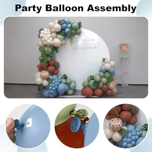 Sage Green Brown Balloon Arch Garland Kit, Olive Green Cream Nude Safari Balloons Brown Coffee Beige Light Blue Giraffe Print Balloons for Jungle Hunting Woodland Birthday Baby Shower Wild Decorations - Image 7