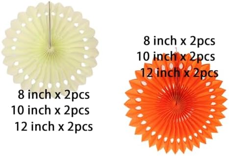 12PCS Orange and Beige Paper Fans Party Decorations,Hanging Ceiling Honeycomb Round Tissue Paper Fans for Sunset Autumn Birthday Wedding Party Decorations - Image 4