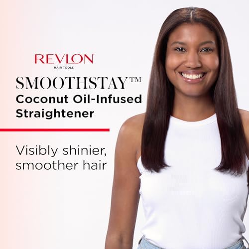REVLON Smoothstay 1 Inch Hair Straightener - Coconut Oil Infused Flat Iron Helps Enhance Shine & Smoothness, Reduces Frizz, Sleek Straight Hair - Image 2
