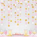 Gold and Pink Party Decorations Circle Dots Garland Metallic Gold Light Pink and White Hanging Polka Dot Streamer for Women Girl Birthday Bridal Shower Wedding Princess Party Supplies by pinkblume