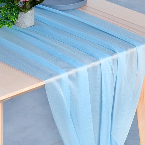Pack of 15 Chiffon Table Runners 29 x 120 Inch, 14FT Long - Turquoise - Image 2