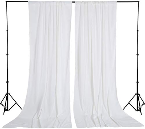 White Backdrop Curtains 20ftx8ft Wedding Polyester Photo Drapes - Image 2