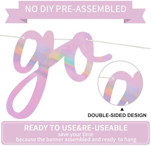 BEISHIDA Rainbow Pink Pre-Strung Go Shawty It's Your Birthday Banner Decor - Image 3
