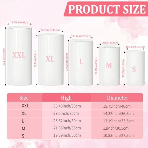 Cylinder Stands for Party, 5Pcs White Cylinder Pedestal Stand, Cilindros Para Fiestas Cake Table Stand Parties Round Cylinder Display Stand for Wedding Birthday Decor 35.4'' 29.5'' 35" 29.5" 23.6" - Image 2