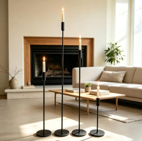 4PCS Adjustable Black Metal Candle Holders for Tables & Floor - Image 2