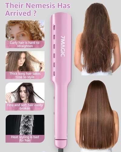 7MAGIC Nano Titanium 1.7" Flat Iron Hair Straightener for Thick Hair,Purple - Image 6