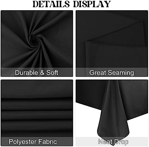 4 Pack Rectangle Tablecloth 90x156Inch Black Washable Polyester Table Cover for Wedding Dining Table Buffet Parties Banquet Decoration（Black） - Image 4