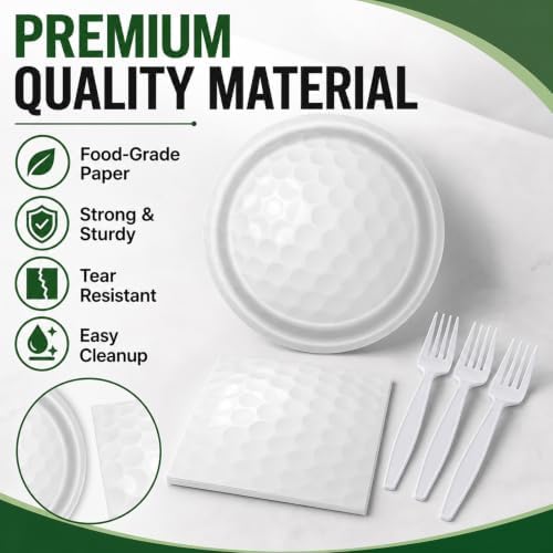 72 Pcs Golf Plates Napkins and Forks Set, 7 Inch, Serves 24 Guests - Image 3