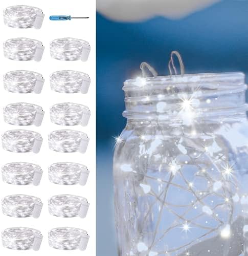 15 Packs Fairy String Lights, 6.6FT 20 LED Battery Operated Silver Copper Wire Starry String Light for DIY Party Christmas Costume Wedding Easter Table Decorations (Cool White) by SmilingTown