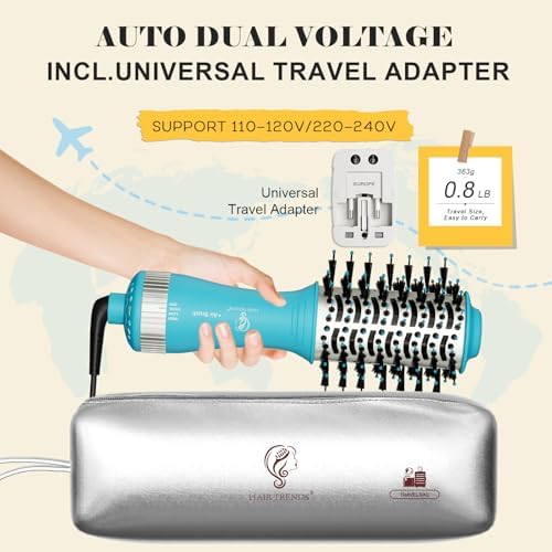 Travel Size Mini Hot Air Dryer Straightener & Curler Brush - Image 2