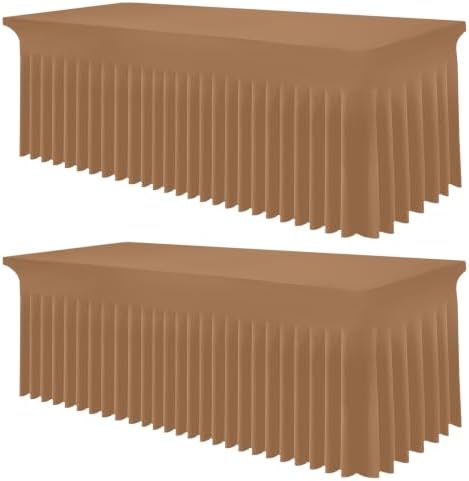 Smiry 2 Pack Spandex Elastic Fitted Table Cloth Skirt for 8FT Table by Smiry