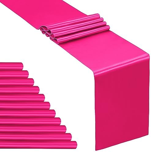 SiinvdaBZX 12 Pcs Hot Pink Satin Table Runner 12 x 108 inches Long by SiinvdaBZX