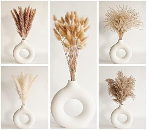 Natural Dried Pampas Grass Decor - 110 Pcs, Contains White Bunny Tails, Artificial Flowers for Bathroom, Office and Baby Shower Decor - Image 3
