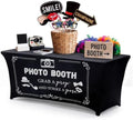 Frienda 6ft Photo Booth Table Cloth Black Photobooth Stretch Table Covers by Frienda