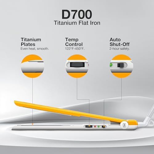 GK HAIR D700 Titanium Styling Flat Iron Professional Fast Heat Straightener - Image 3