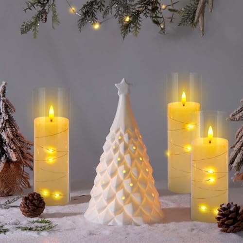 Pack of 5 (D2.2 X H 5" 6" 7") Ivory Flickering Flameless Candles Battery Operated with Remote, LED Pillar Candles with Realistic Moving Wick for Halloween, Christmas, Home Decor. - Image 5