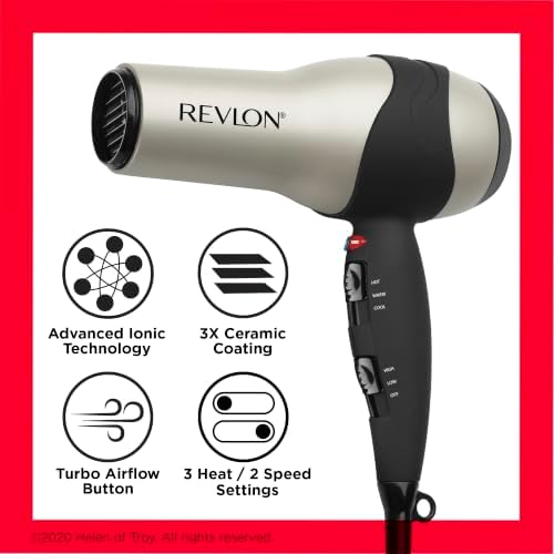 REVLON Turbo Hair Dryer | 1875 Watts of Maximum Shine, Fast Dry (Silver) - Image 4