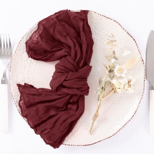 DeZerlor Burgundy Washable Cheesecloth Napkins Set of 20 for Wedding Party - Image 2