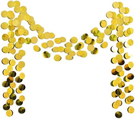 6 Pcs Glitter Gold Paper Circle Dots Garland (52 Feet) - Hanging Decorations for Birthday, Bachelorette, Engagement, Bridal Shower, Wedding, Baby Shower & Christmas by TTSAM