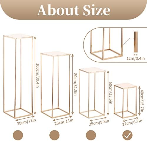 Sziqiqi Gold Geometric Column Flower Stand Wedding Centerpieces, 10Pcs - Image 5