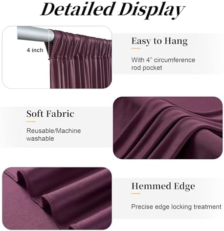 12ft x 10ft Burgundy Backdrop Curtains for Parties, Wrinkle Free 2 Panels Photo Backdrop Drapes Back Drop Cloth for Wedding Birthday Photography Background Decor - Image 4