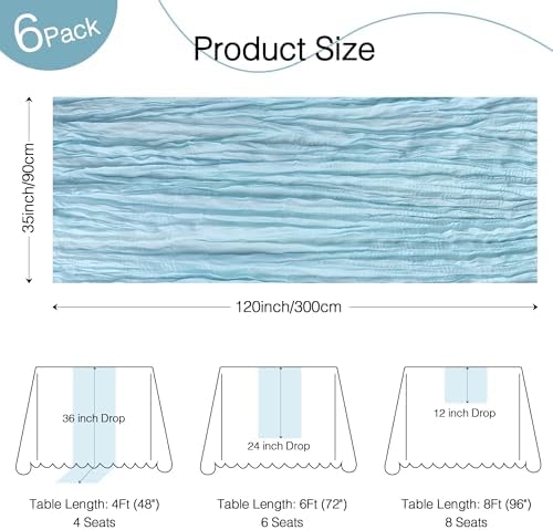 12 Pack Dusty Blue Cheesecloth Table Runner Boho Gauze Home Decor - Image 2