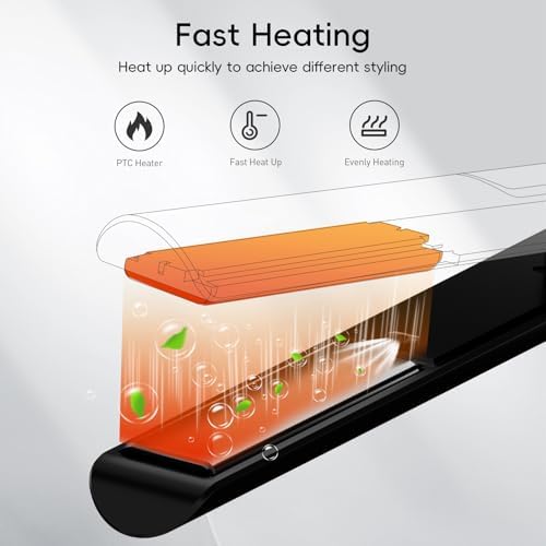 Nicebay Hair Straightener Flat Iron, Titanium Heater Surface, Hair Straightener and Curler, 5 Temp Settings, Fast Heating, Negative Ion, Wide Voltage for Travel, 1 Piece - Image 7