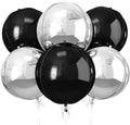 Black Silver Round Foil Balloons Birthday Prom Decor 22 Inch 6 Pcs by vibzox